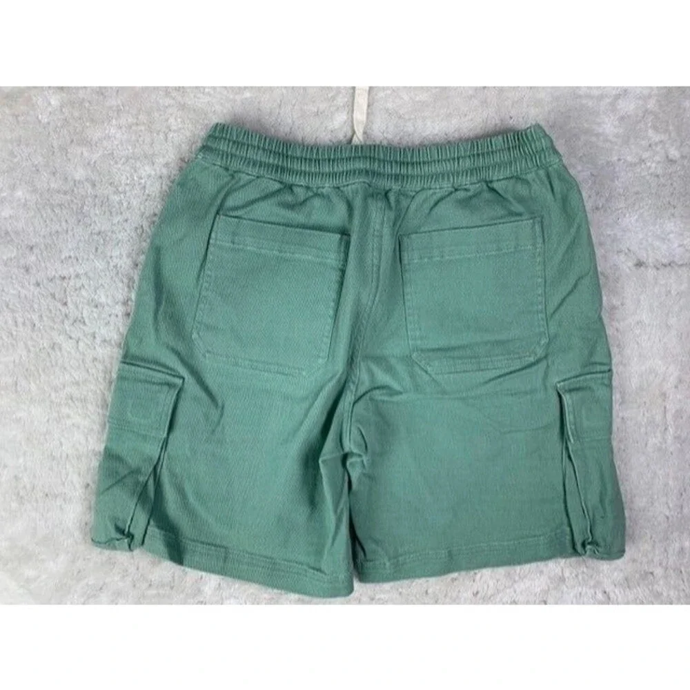 Standard Cloth Size S Mens Denim Cargo Shorts Green Elastic Drawstring Waist